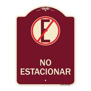 SIGNMISSION Spanish Parking No Estacionar No Parking W/ Graphic Heavy-Gauge Aluminum Sign, 24" H, BU-1824-22882 A-DES-BU-1824-22882